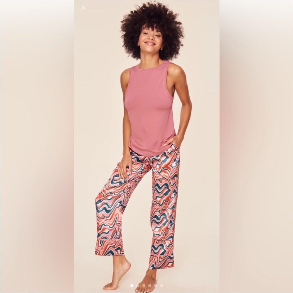 Adore Me Alaina Satin Geometric Pull On Pajama Pants Sz S NWT